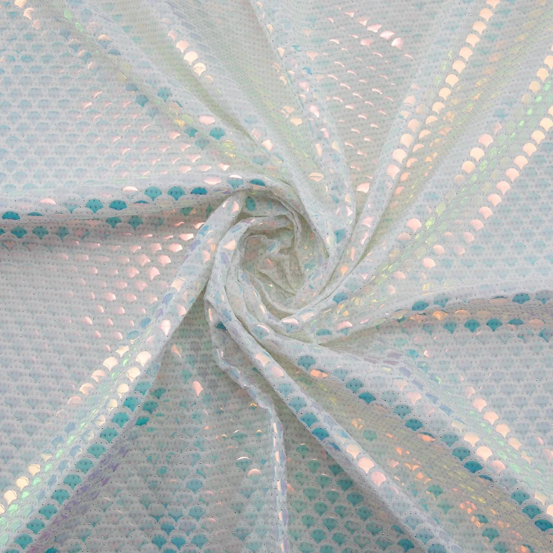 Cosplay by Yaya Han White Iridescent Scale Stretch Fabric