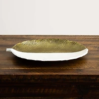 14" Gold & White Leaf Decorative Accent Tray