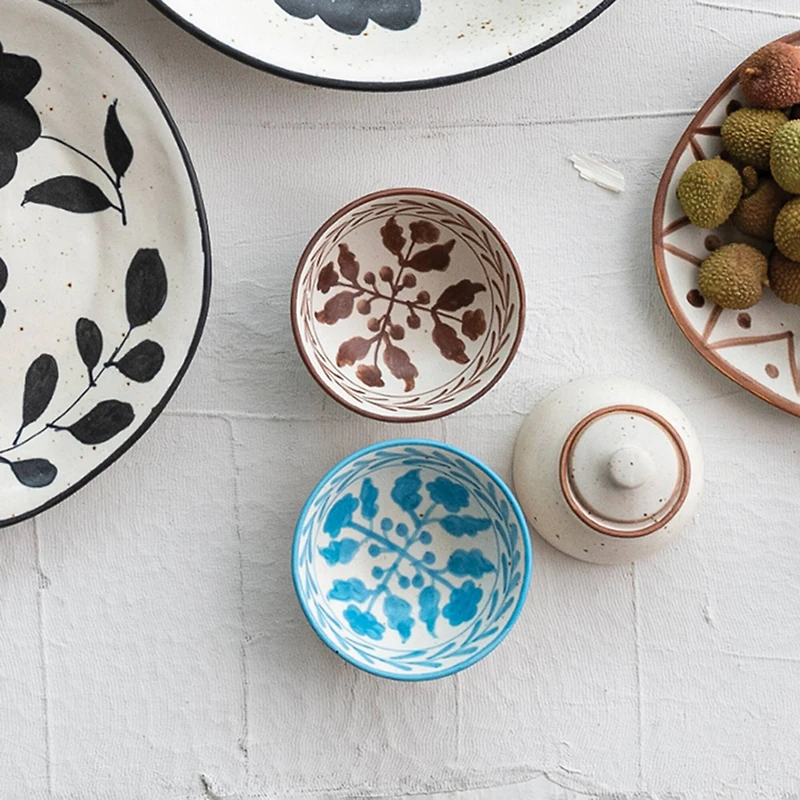 Hello Honey® 4.5" Hand Painted Botanical Stoneware Bowl Set