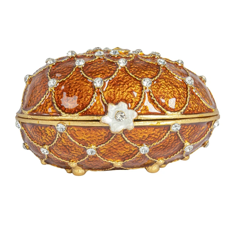 Hello Honey® 3.5" Amber Jeweled Egg Trinket Box