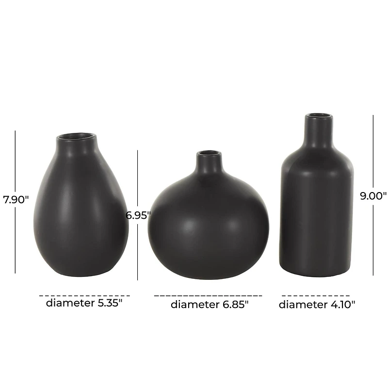 Black Minimal Ceramic Vase Set