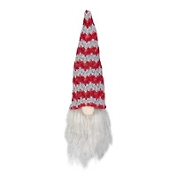8" Red & Gray Knit Gnome Head LED Ornament