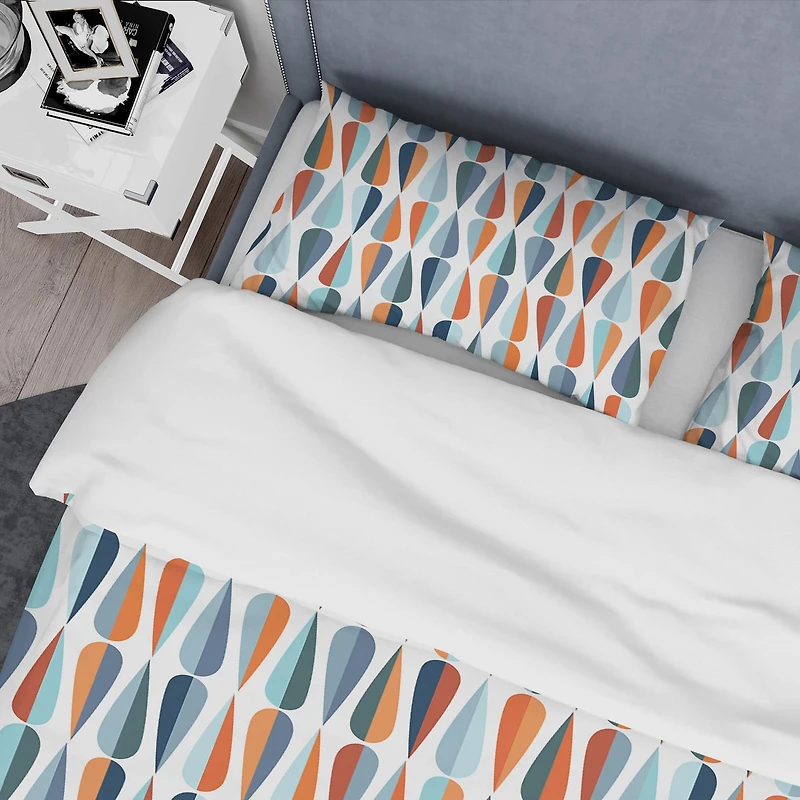Designart Retro Abstract Drops V Mid-Century Duvet Cover Set