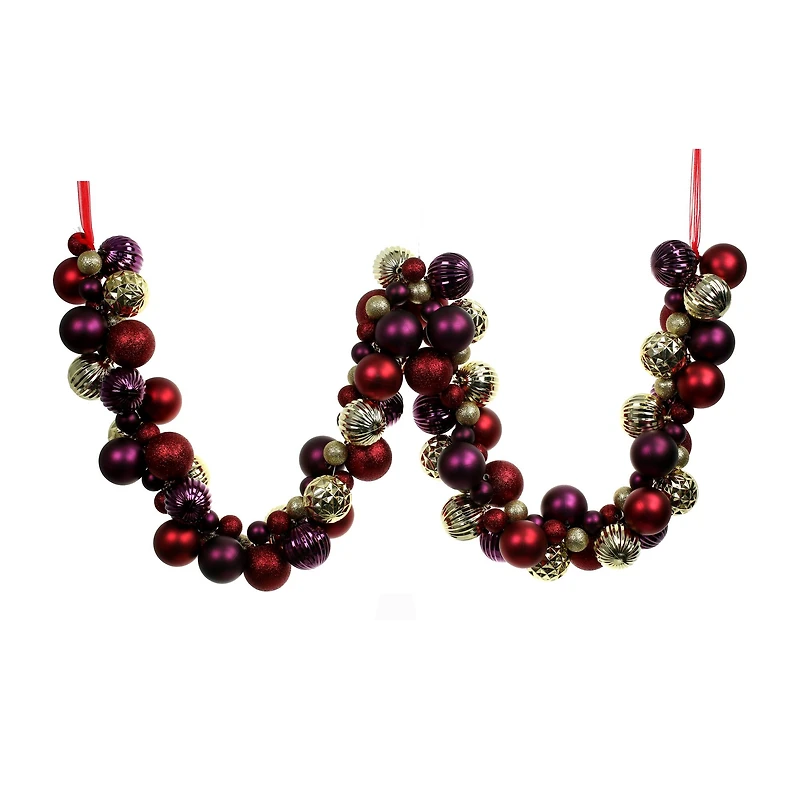 6ft. Red, Gold & Purple Ball Ornament Garland by Ashland®