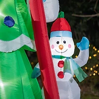 Glitzhome® 8ft. Lighted Inflatable Xmas Snowman Climbing Up Tree Décor