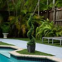 4ft. LED UV Resistant Boxwood Spiral Topiary Tree in Decorative Planter