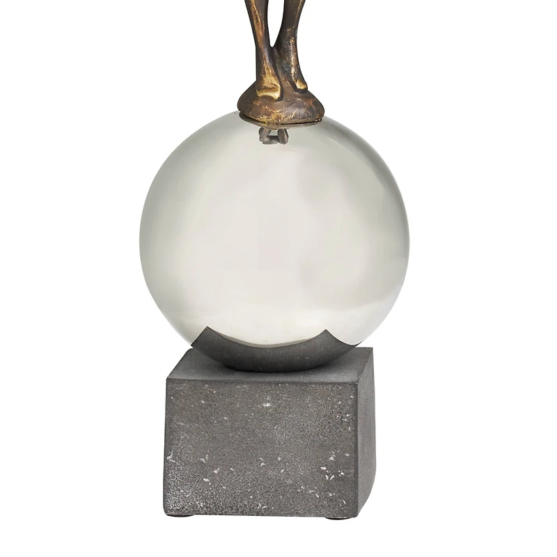 24" Silver Polystone People Sculpture with Stainless Steel Accents