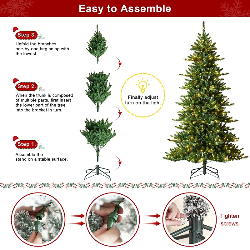 7.5ft. Pre-Lit Green Slim Fir Christmas Tree, Color Changing LED Lights