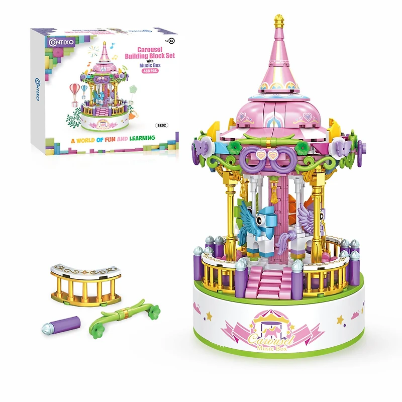 Contixo BK02 Carousel Building Block with Music Box Set