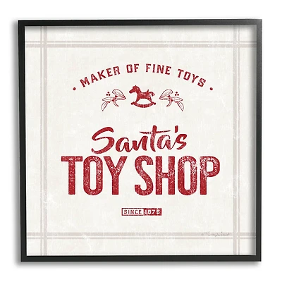 Stupell Industries Santa's Toy Shop Vintage Sign Framed Giclee Art