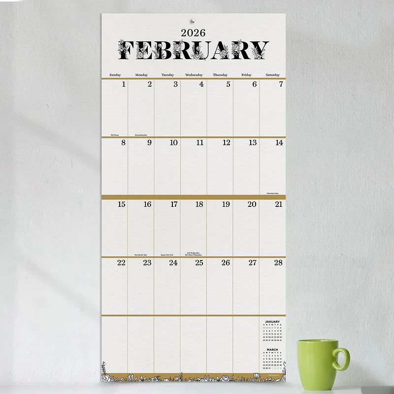 2026 Big Grid-Floral Wall Calendar