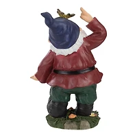 11.25" Red & Green Gnome with Butterfly Outdoor Garden Statue