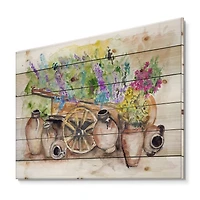 Designart - Lavender Flowers On Ancient Cart