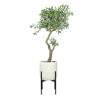Hello Honey® 22" White with Black Metal Planter and Stand, 2ct.