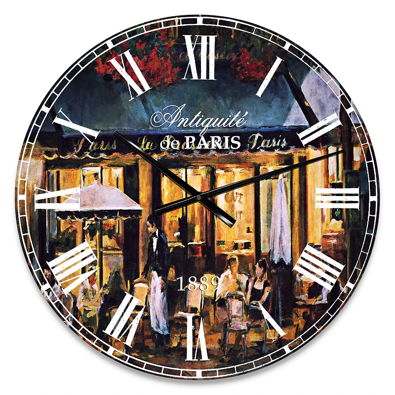 Designart 'La Brasserie Of Champs-Élysées Paris Traditional Wall Clock