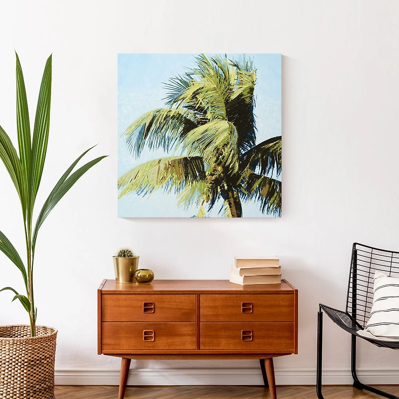 Palm In The Wind 24" x 24" Canvas Wall Art