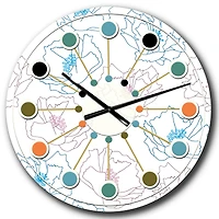 Designart 'Retro Handdrawn Poppies I Mid-Century Modern Wall Clock
