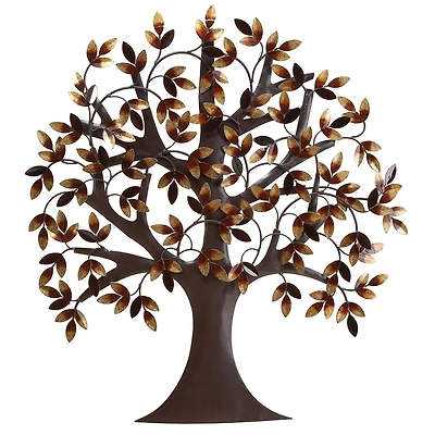 Traditional Brown Metal Tree Wall Accent
