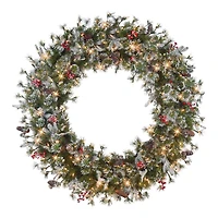 48" Pre-Lit Glittery Wreath