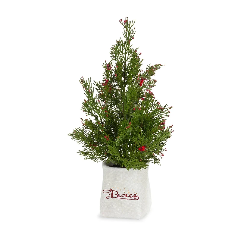 14.25" & 16.5" Unlit Pine Artificial Potted Christmas Tree Set