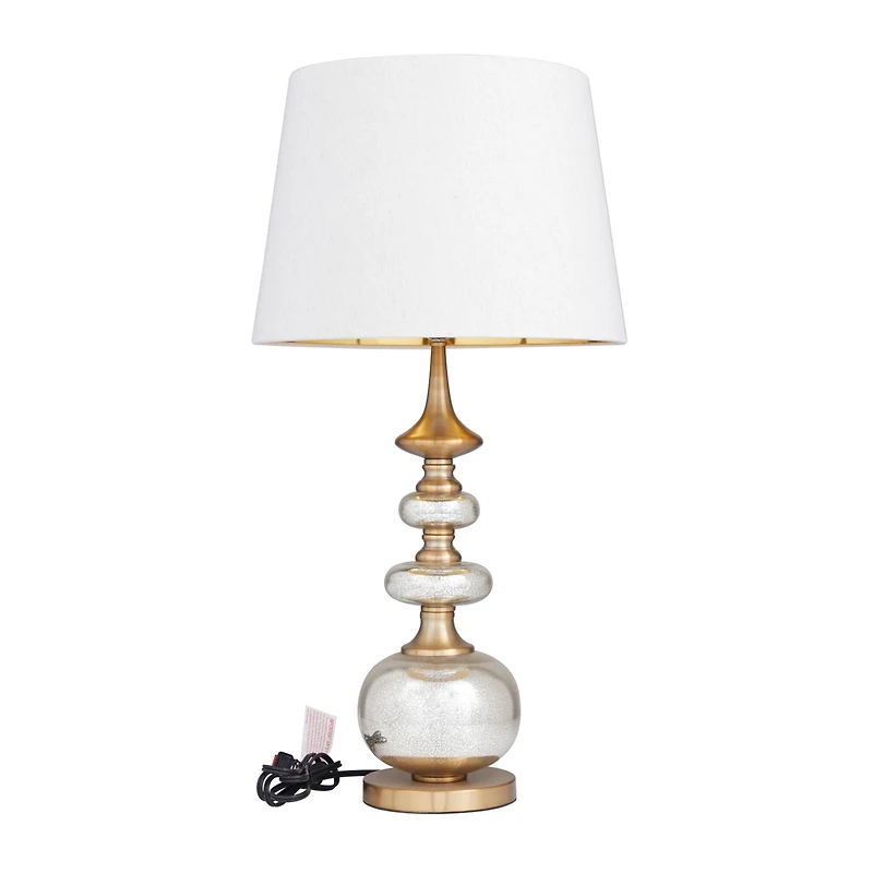 Gold Linen Transitional Buffet Lamp, 30" x 15" x 15"