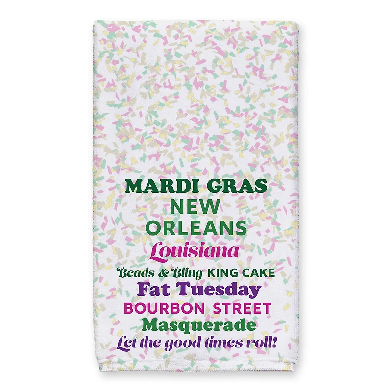Mardi Gras Confetti Phrases Tea Towel Set