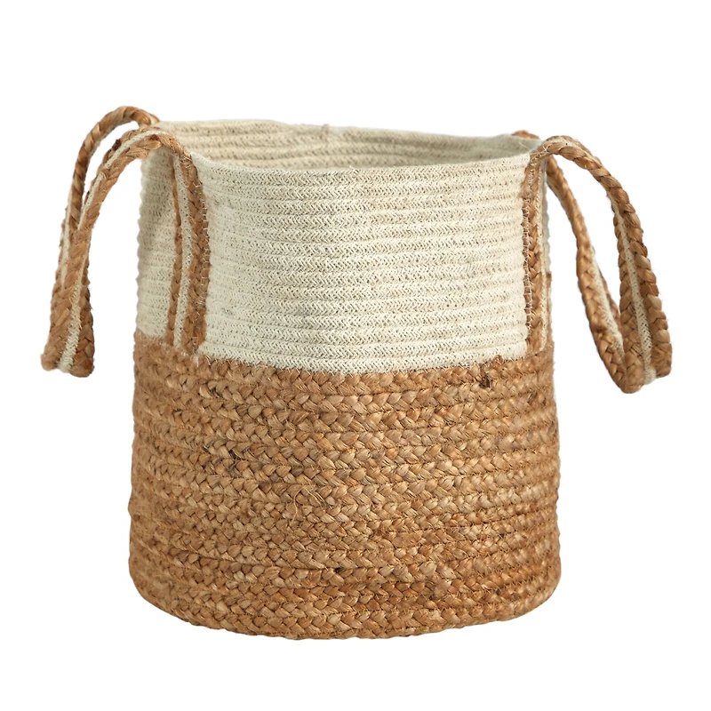 14'' Natural Cotton & Jute Boho Chic Basket Planter