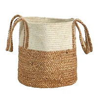 14'' Natural Cotton & Jute Boho Chic Basket Planter
