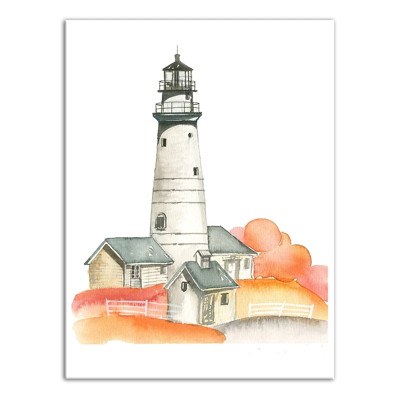 Lighthouse In Autumn 12" x 16" Canvas Wall Art