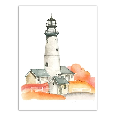Lighthouse In Autumn 12" x 16" Canvas Wall Art