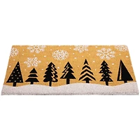 30" Natural Coir Trees & Snowflakes Christmas Doormat