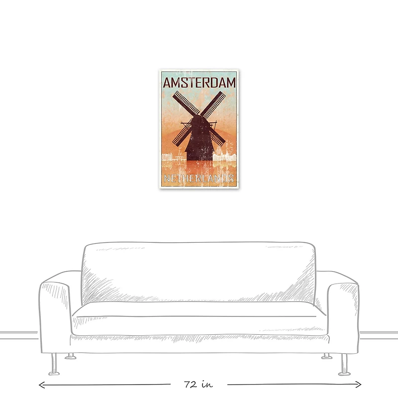 Netherlands Windmill 20" x 30" Canvas Wall Art