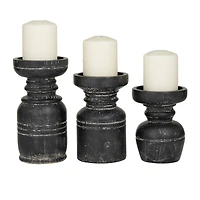 Black Traditional Candle Holder Set