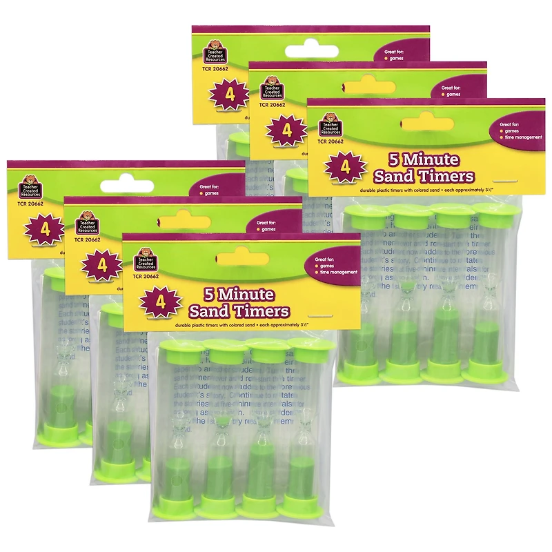 Teacher Created Resources® 5 Minute Sand Timers, 6 Packs of 4