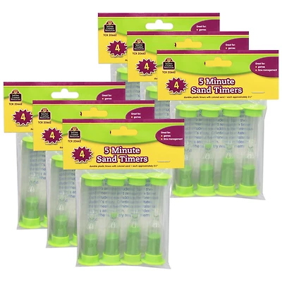 Teacher Created Resources® 5 Minute Sand Timers, 6 Packs of 4