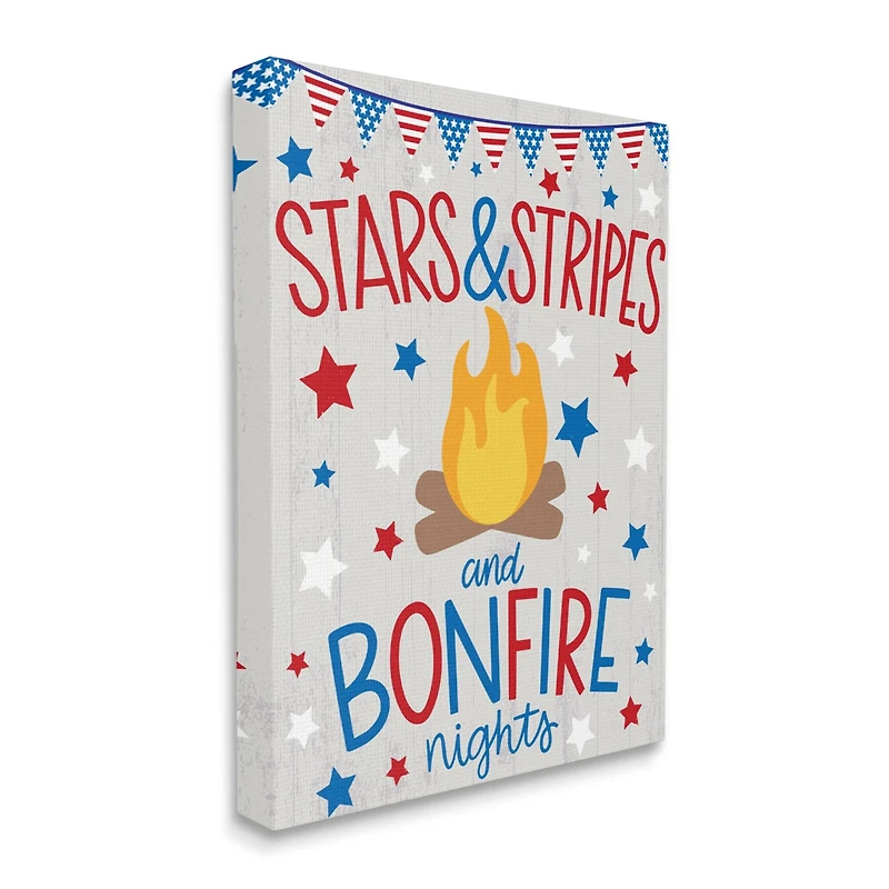 Stupell Industries Stars Stripes and Bonfire Phrase Nights Americana Pride Canvas Wall Art