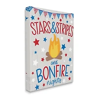 Stupell Industries Stars Stripes and Bonfire Phrase Nights Americana Pride Canvas Wall Art
