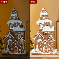 Glitzhome® 17.75" Christmas Lighted Resin Gingerbread House Table Decor