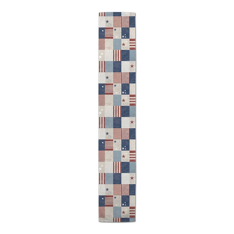 72" Patchwork Check Cotton Twill Table Runner