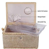 SINGER® Linen Fabric Large Sewing Basket