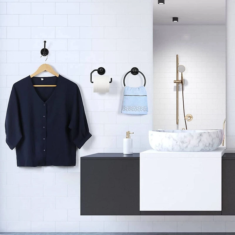 Stainless Steel Towel Ring & Toilet Paper Holder Set