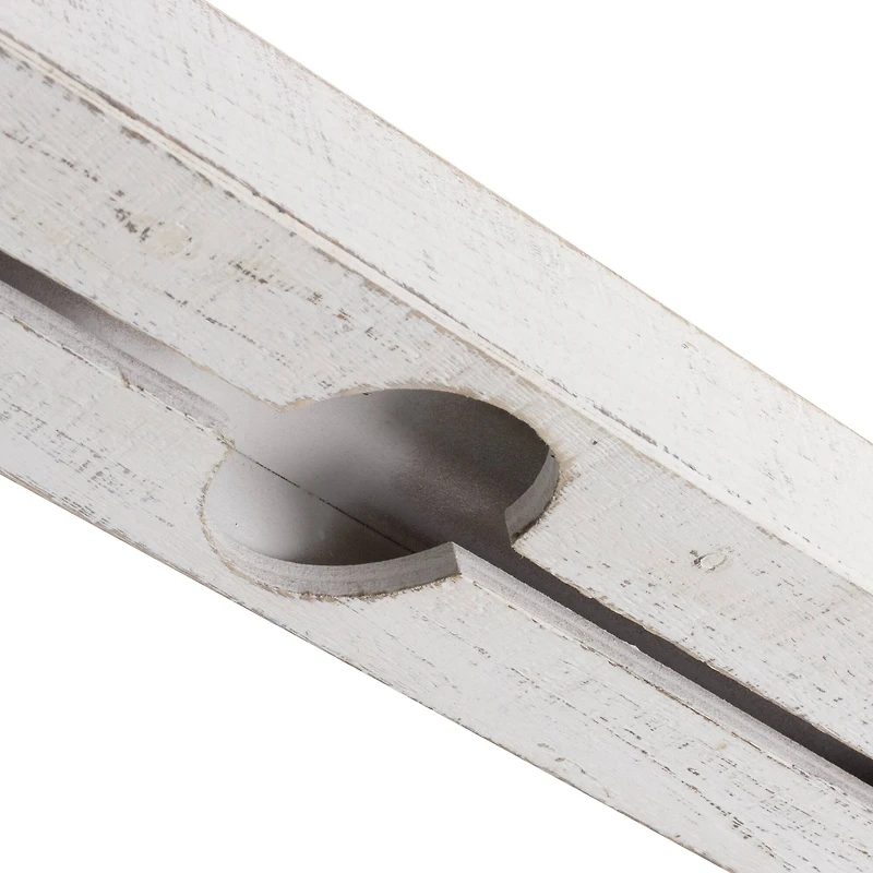 Whitewashed Wooden Wall-Mounted Wine Glass Floating Shelf