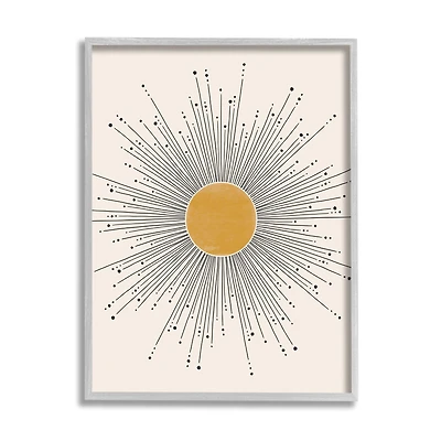 Stupell Industries Art Deco Summer Sun Geometric Line Bursts Framed Wall Art