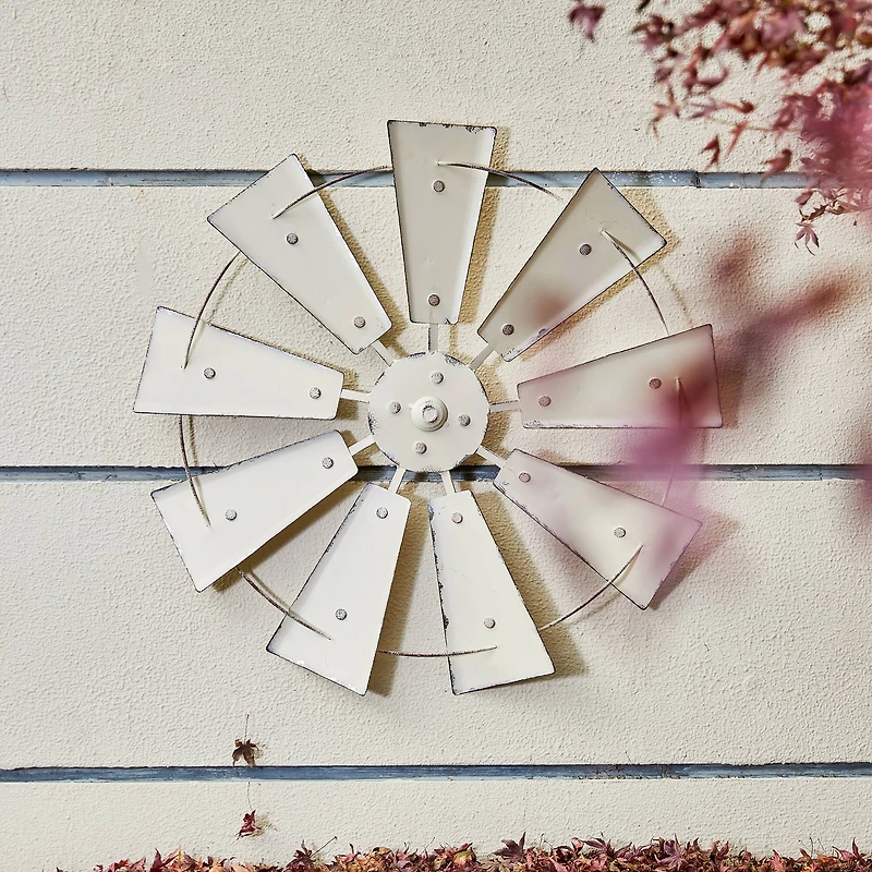 Glitzhome® 22" Beige Metal Wind Spinner Wall Décor