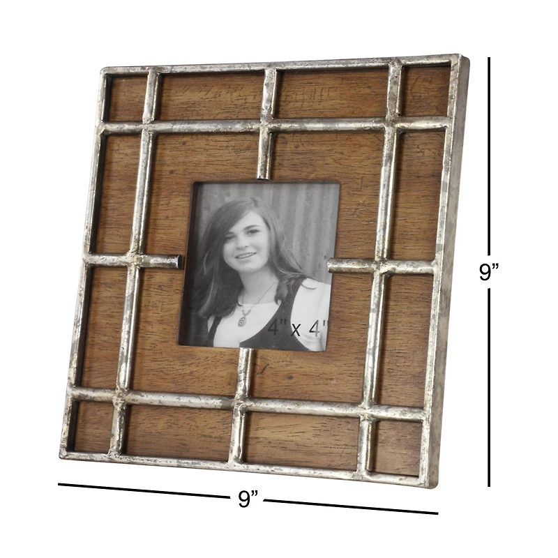 Brown Wood Grain Grid 4" x 4" Frame