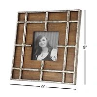 Brown Wood Grain Grid 4" x 4" Frame