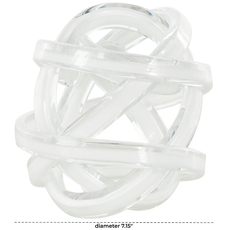 7" White Glass Knot Twisted Sculpture