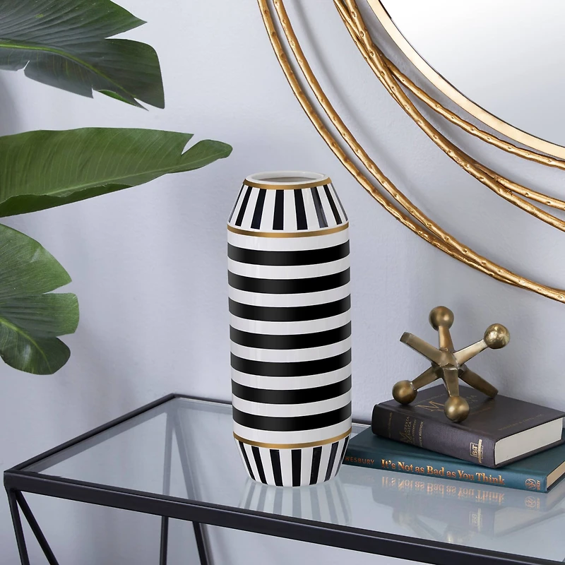 Black Ceramic Modern Vase, 13" x 5" x 5"