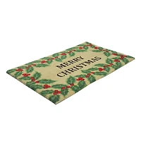 Natural Coir Holly Berries "Merry Christmas"  Doormat