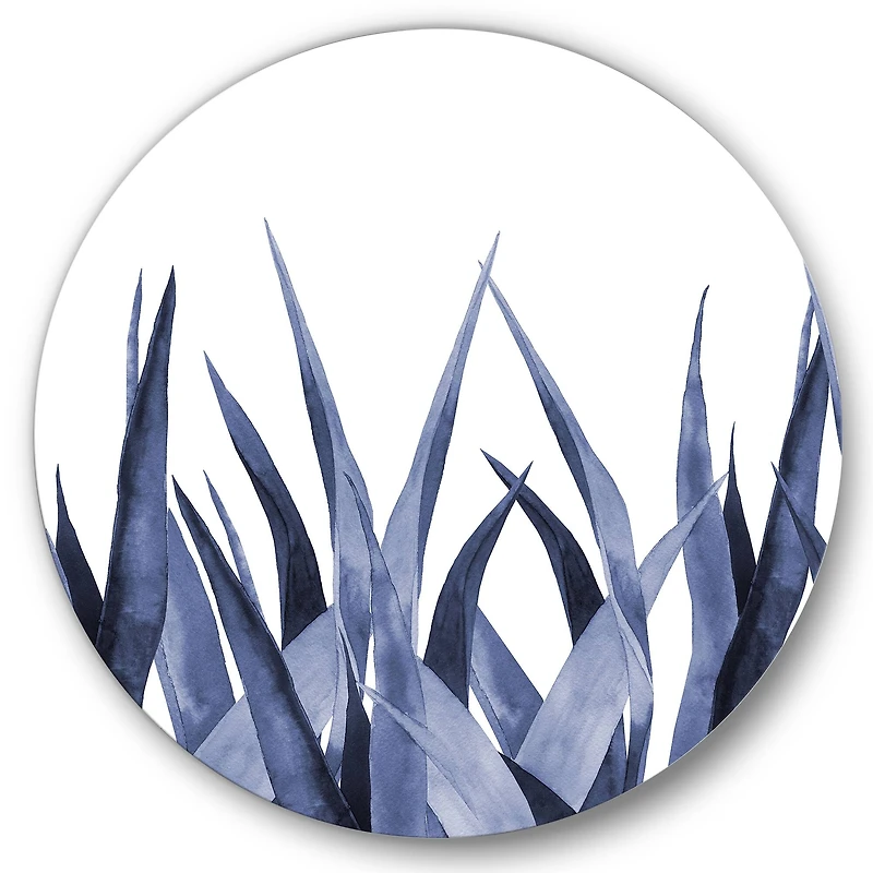 Designart - Navy Blue Agave Leaves